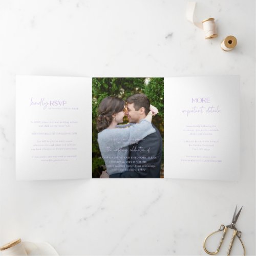 Alexis Lavender Elegant Modern Wedding Tri_Fold Invitation