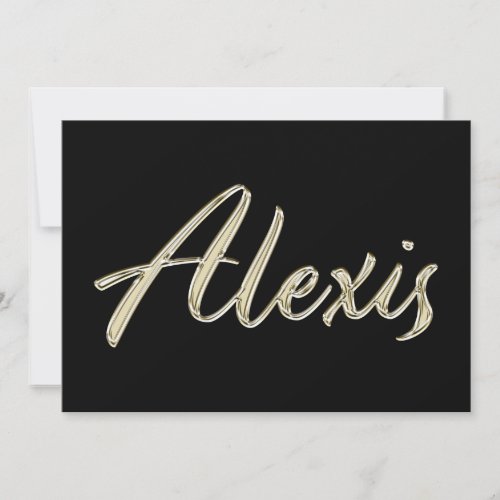 Alexis Name white gold Handwriting Card