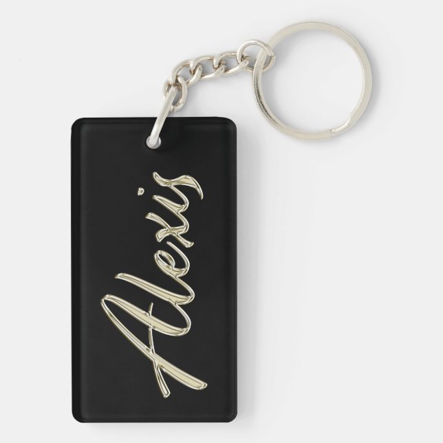 Alexis Name whitegold key trailer Keychain (Back)