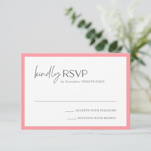 Alexis Pink Elegant Modern Wedding RSVP Card