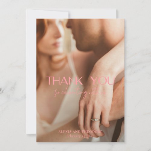 Alexis Pink Elegant Modern Wedding Thank You Card