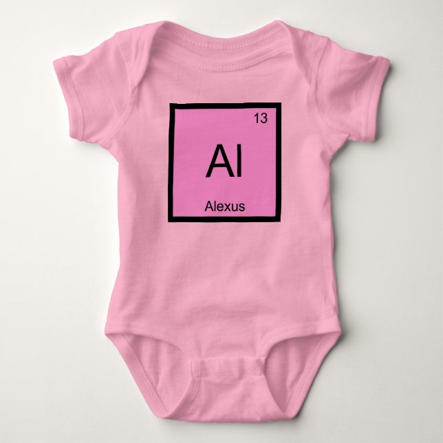Alexus Name Chemistry Element Periodic Table Baby Bodysuit (Front)