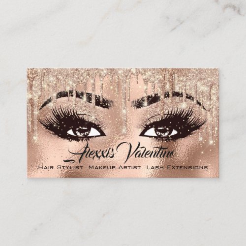 Alexxis Makeup Brow Lashes Glitter Drip Spark Business Card