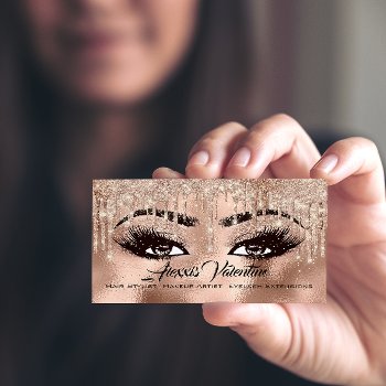 Alexxis Makeup Brow Lashes Glitter Drip Spark Business Card by luxury_luxury at Zazzle