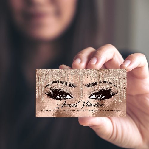 Alexxis Makeup Brow Lashes Glitter Drip Spark Business Card