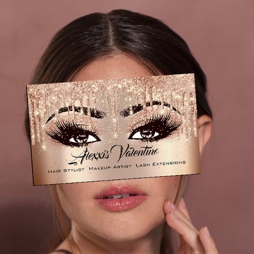 Alexxis Makeup Brow Lashes Glitter Drip Waxing Business Card