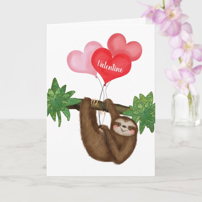 Alf the sloth personalized Valentine's card (Orchid)
