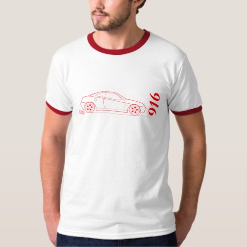 Alfa 916 Gtv from side _ outline in red T_Shirt