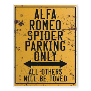 Alfa Romeo Spider Parking Only Temporary Tattoos