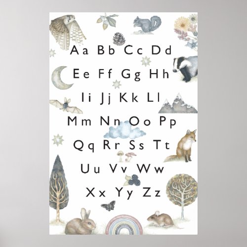 Alfabeto para Nios Naturaleza Silvestre Poster
