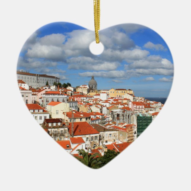 Alfama Lisbon rooftops Ceramic Ornament (Front)