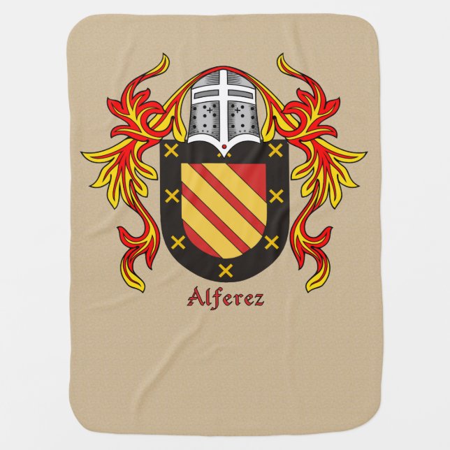 Alferez Heraldic Shield and Mantling Baby Blanket (Front)
