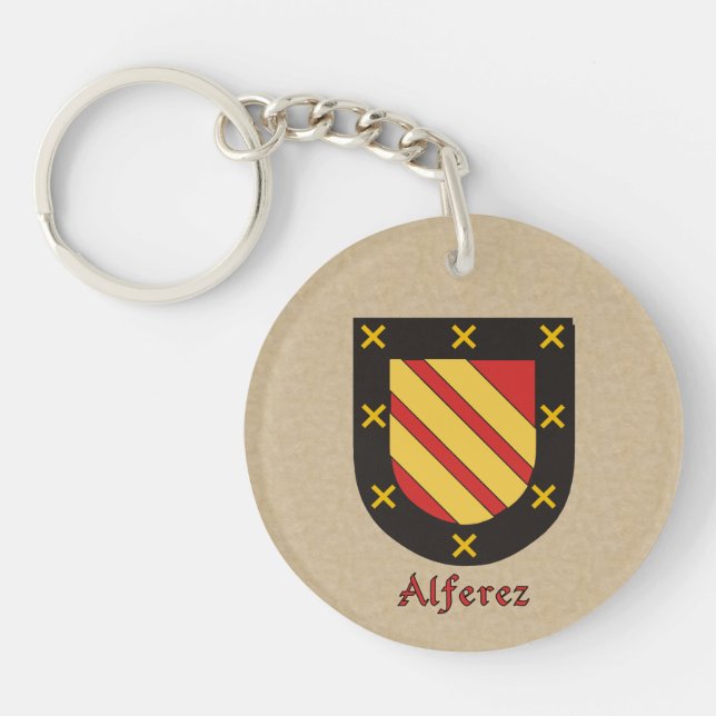 Alferez Historical Shield with Spanish Flag Keychain (Front)