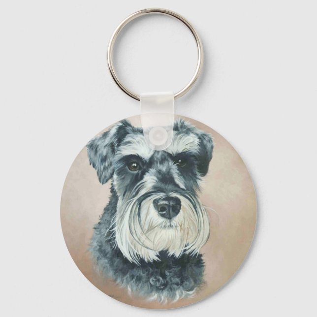 Alfie - miniature schnauzer keychain (Front)