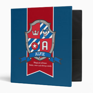 Alfie name meaning shield A letter red blue 3 Ring Binder