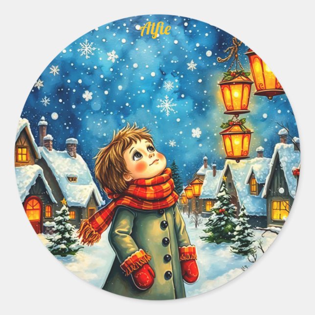ALFIE PRETTY 3D! Gold, Red and Green ~    Classic Round Sticker (Front)