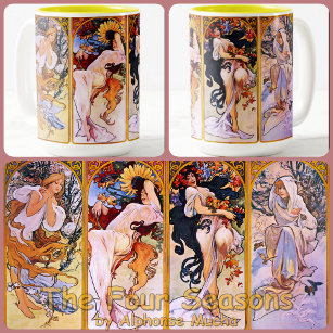 Alfons (Alphonse) Mucha's "Four Seasons" Art - Two-Tone Coffee Mug
