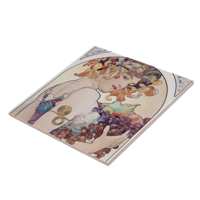 Alfons Maria Mucha , “ Fruit ” Ceramic Tile (Side)