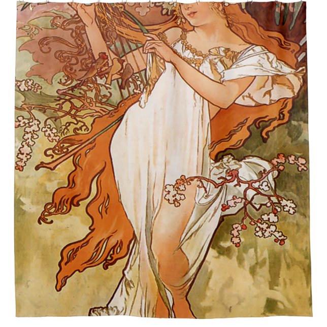 Alfons Mucha - 1896 - Spring Shower Curtain (Front)