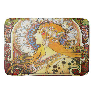 Alfons Mucha 1896 Zodiac Bathroom Mat