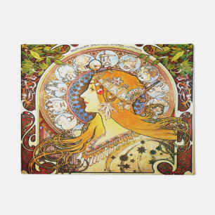 Alfons Mucha 1896 Zodiac Doormat