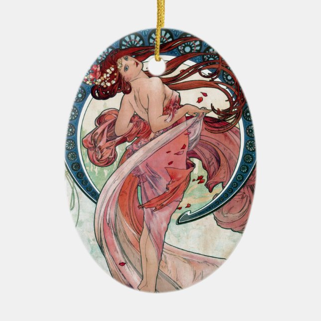Alfons Mucha 1898 Dance Ceramic Ornament (Front)