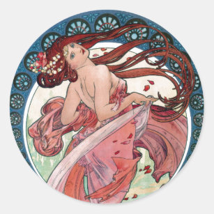 Alfons Mucha 1898 Dance Classic Round Sticker