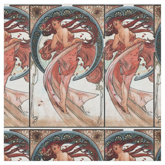 Alfons Mucha 1898 Dance Fabric (Close Up)