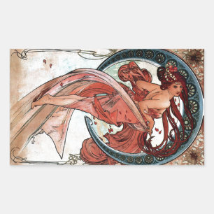 Alfons Mucha 1898 Dance Rectangular Sticker