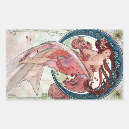 Alfons Mucha 1898 Dance Rectangular Sticker