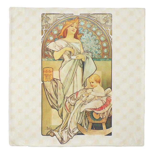 Alfons Mucha 1898 Food for Infants Duvet Cover (Front)