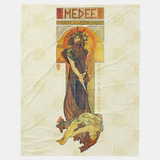 Alfons Mucha 1898 Medea Fleece Blanket (Front)