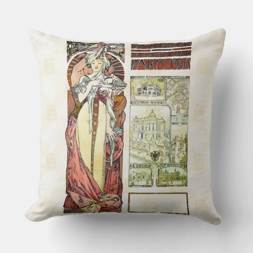 Alfons Mucha 1900 Austrian Pavilion Throw Pillow