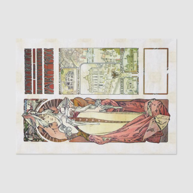 Alfons Mucha 1900 Austrian Pavilion Tissue Paper (Front)