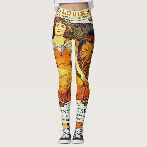 Alfons Mucha 1903 Exposition Universelle Leggings