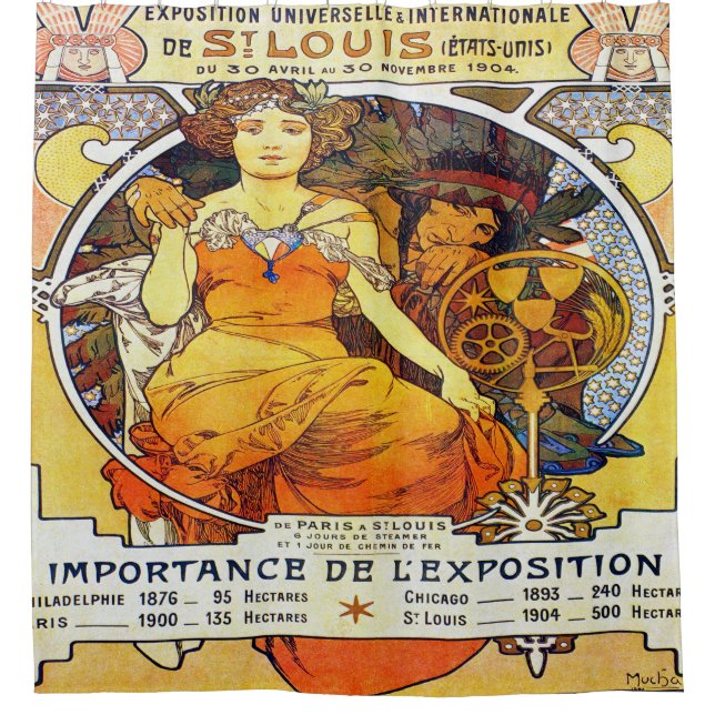 Alfons Mucha 1903 Exposition Universelle Shower Curtain (Front)