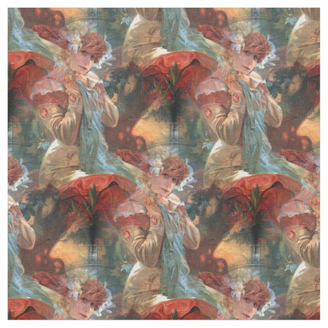 Alfons Mucha 1903 Lefevre Utile Fabric (Close Up)