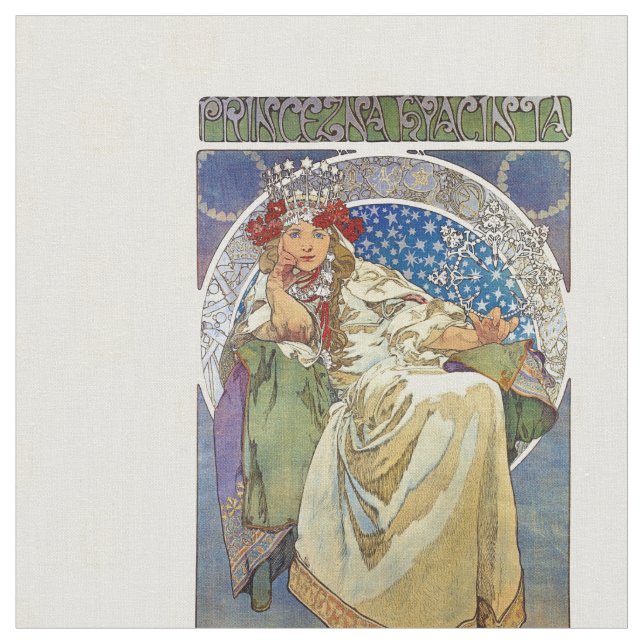 Alfons Mucha 1911 Princezna Hyacinta Fabric (Close Up)
