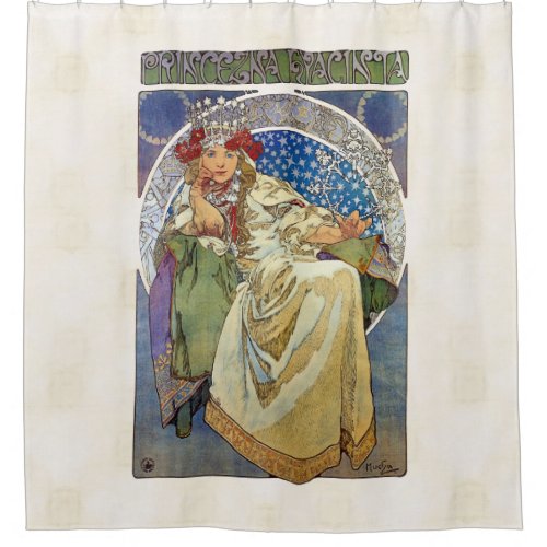 Alfons Mucha 1911 Princezna Hyacinta Shower Curtain