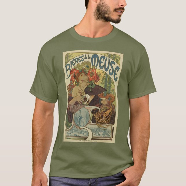 Alfons Mucha art nouveau beer ad T-Shirt (Front)