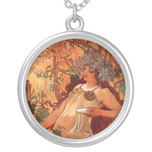 Alfons Mucha "Autumn" Woman Necklace