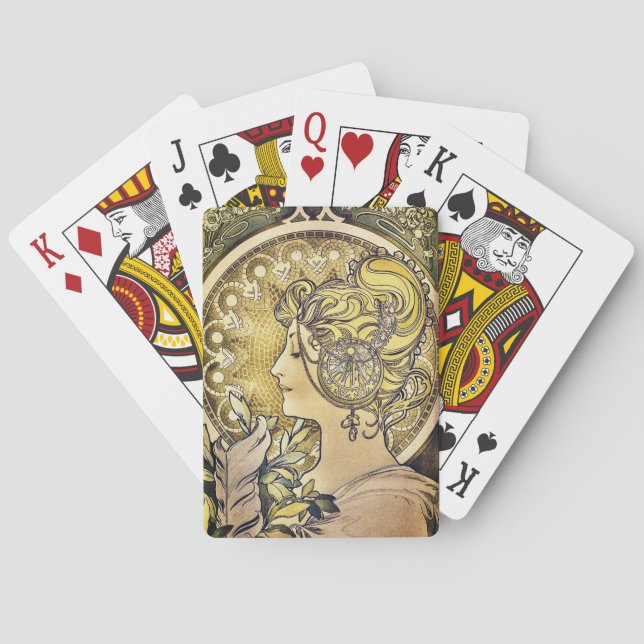 Alfons Mucha, La Plume  Poker Cards (Back)
