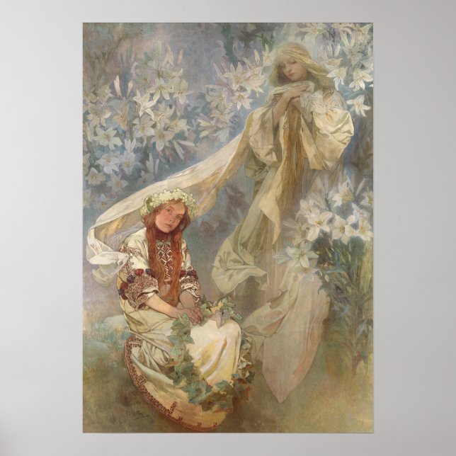 Alfons Mucha -  Madonna of the Lilies 1905 Poster (Front)