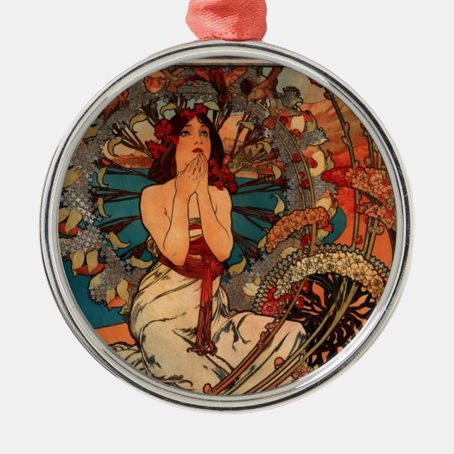 Alfons Mucha Monaco Monte Carlo Metal Ornament (Front)