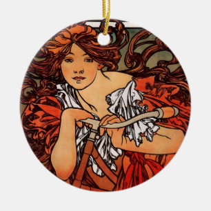 Alfons Mucha Perfecta Ceramic Ornament