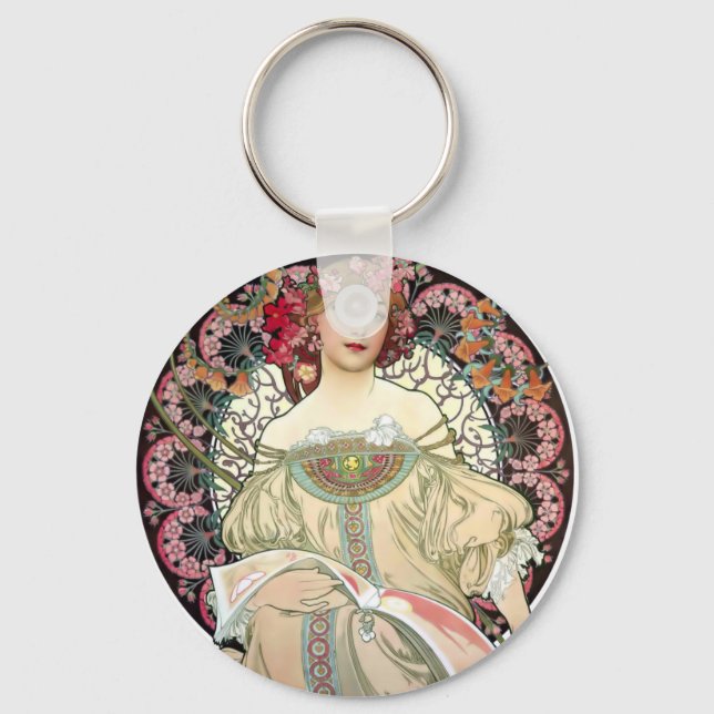 Alfons Mucha Reverie 1897 Keychain (Front)