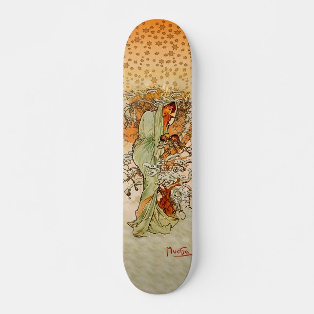 Alfons Mucha Winter Skateboard Deck (Front)