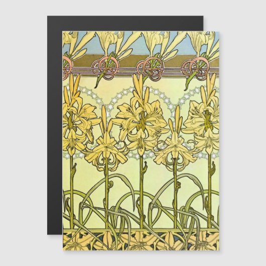 Alfonse Mucha Art Nouveau Lily Floral Pattern (Front/Back)