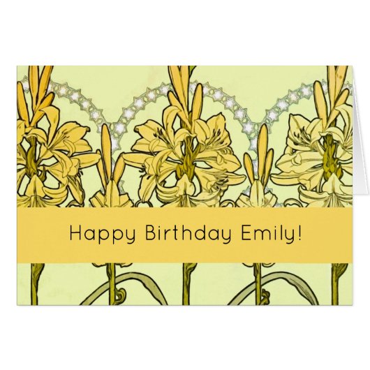 Alfonse Mucha Art Nouveau Lily Floral Pattern (Front Horizontal)