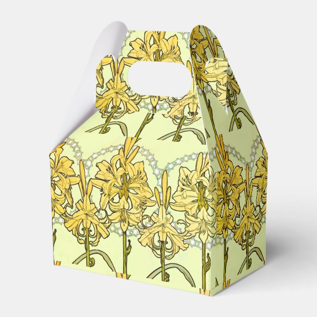 Alfonse Mucha Art Nouveau Lily Floral Pattern Favor Boxes (Front Side)